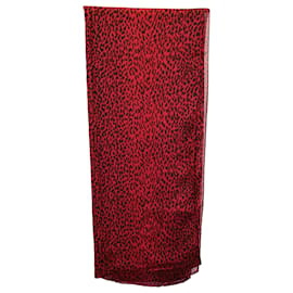 Saint Laurent-Saint Laurent Leopard Print in Red Wool-Red