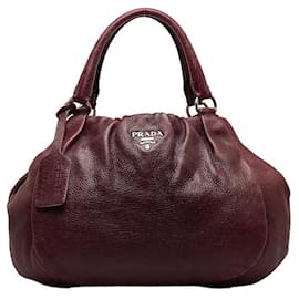 Prada-Leather Handbag-Red