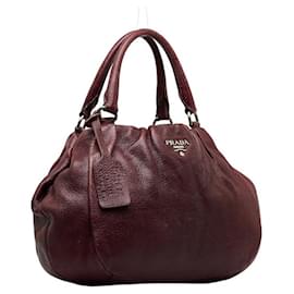 Prada-Leather Handbag-Red