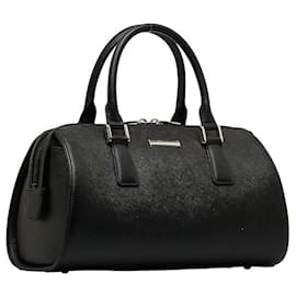 Burberry-Leather Mini Boston Bag-Black