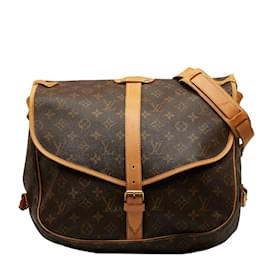 Louis Vuitton-Louis Vuitton Monogram Saumur 35 Canvas Crossbody Bag M42254 in Fair condition-Brown