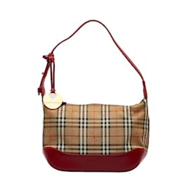 Burberry-Haymarket Check Canvas Handbag-Brown