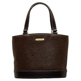 Burberry-Leather Tote Bag-Brown