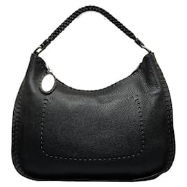 Fendi-Sac à bandoulière en cuir Selleria 8BR582-Noir