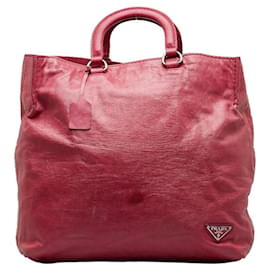 Prada-Leather Tote Bag-Pink