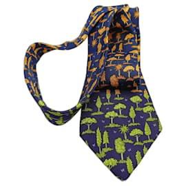 Hermès-excelente gravata vintage assinada Hermes Paris-Azul,Amarelo