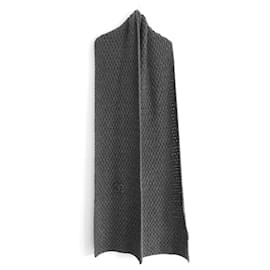Chanel-Stola con sciarpa in cashmere grigio grosso Chanel Archival CC Logo-Grigio