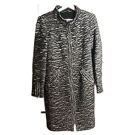 Chanel Black and White Wool Coat Size 38 Black White