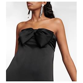 Saint Laurent-SAINT LAURENT Mini-robe bustier en satin-Noir