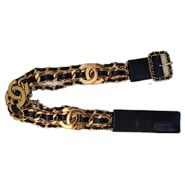 Chanel-Cinturon chanel vintage-Negro,Dorado