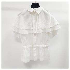 Chanel-Chanel White Cotton Scalloped Overlay Detail Top-White