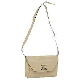 Céline-CELINE Shoulder Bag Leather Beige Auth ep1657-Beige