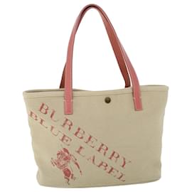 Burberry-BURBERRY Blue Label Tote Bag Canvas Bege Auth ti1209-Bege