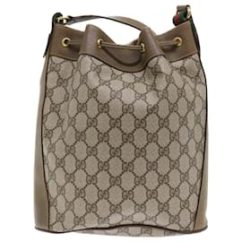 Gucci-GUCCI GG Canvas Web Sherry Line Shoulder Bag PVC Leather Beige Green Auth 53271-Red,Beige,Green