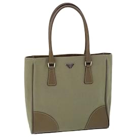 Prada-PRADA Handtasche Canvas Leder Grün Auth 53252-Grün