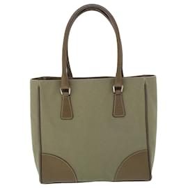 Prada-PRADA Hand Bag Canvas Leather Green Auth 53252-Green