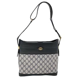 Gucci-GUCCI GG Canvas Shoulder Bag PVC Leather Navy Auth 53390-Navy blue