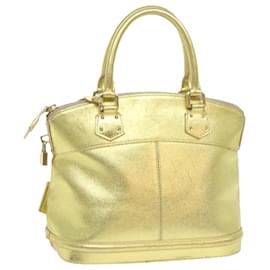 Louis Vuitton-LOUIS VUITTON Suhari Lockit PM Hand Bag Leather Gold All M95433 LV Auth 53063-Golden,Metallic