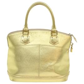 Louis Vuitton-LOUIS VUITTON Suhari Lockit PM Hand Bag Leather Gold All M95433 LV Auth 53063-Golden,Metallic