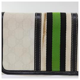 Gucci-GUCCI GG Supreme Sherry Line Shoulder Bag White Green black 181064 auth 53644-Black,White,Green