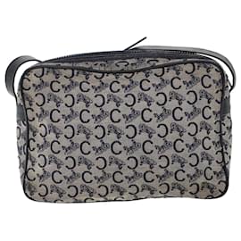 Céline-CELINE C Macadam Canvas Shoulder Bag Navy Auth 53733-Navy blue