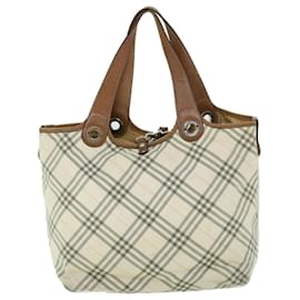 Burberry-BURBERRY Nova Check Blue Label Hand Bag Canvas Leather Beige Brown Auth 53793-Brown,Beige