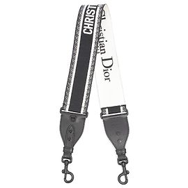 Tracolla regolabile Christian Dior con anello nera / Tela bianca Nero