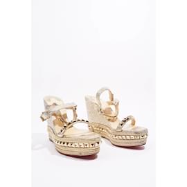 Christian Louboutin-Christian Louboutin Foil Leather Studded Gold Leather EU 40 Uk 7-Golden