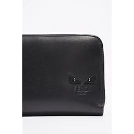 Fendi-Fendi Monster Eye Wallet Black Leather-Black