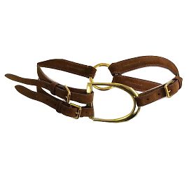 Ralph Lauren Marrom / Cinto estribo equestre de couro camurça com fivela dourada Marrom
