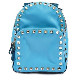 Mochila Valentino Rockstud Azul Couro Mini Azul