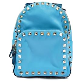 Valentino Rockstud Backpack Blue Leather Mini Blue
