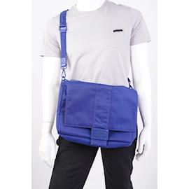 Fendi-Fendi Baguette Messenger Sac Bleu Nylon Grand-Bleu