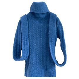 Jacquemus Rollkragenpullover mit sehr langen Ärmeln Blau