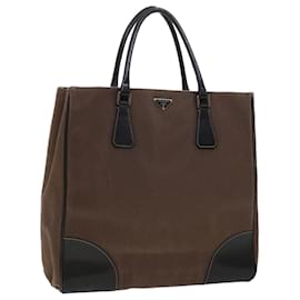 Prada-PRADA Tote Bag Canvas Leather Brown Auth bs5887-Brown