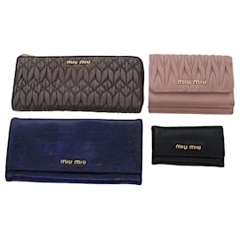 Miu Miu-Miu Miu Key Case Wallet Leather 4Set Blue Beige Black Auth bs6417-Brown