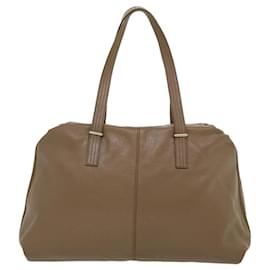 Fendi-FENDI Tote Bag Leather Gray Auth bs1776-Grey