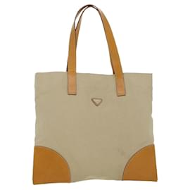 Prada-PRADA Tote Bag Canvas Beige Auth am4330-Brown