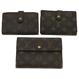 Louis Vuitton-LOUIS VUITTON Monogram Wallet 3set LV Auth 45628-Brown