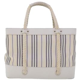 Burberry-BURBERRY Hand Bag Canvas White Auth bs6258-White