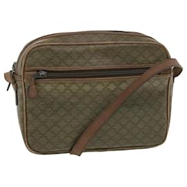 Céline-CELINE Macadam Canvas Shoulder Bag PVC Leather Beige Auth 37414-Brown