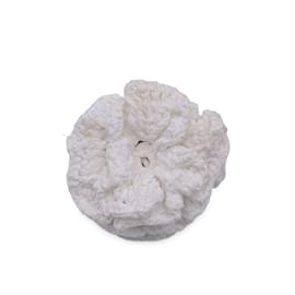 Chanel-White Crochet Camellia Camelia Flower Brooch Pin-White