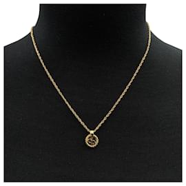Christian Dior-Collar de cadena con colgante de metal dorado con logo de CD pequeño-Dorado