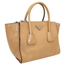 Prada-Brown Leather Tote-Brown