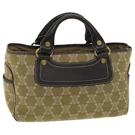 Céline-CELINE Paris Macadam Canvas Hand Bag Brown Auth ti813-Brown