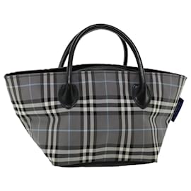 Burberry-Burberrys Nova Check Hand Bag Nylon Gray Auth hs1656-Grey