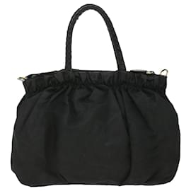 Prada-PRADA Hand Bag Nylon Black Auth ar8451-Black