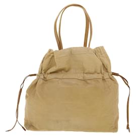 Prada-PRADA Tote Bag Leather Beige Auth bs4283-Brown