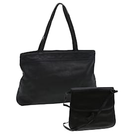 Bottega Veneta-BOTTEGAVENETA Shoulder Hand Bag Leather 2Set Black Auth bs5812-Black