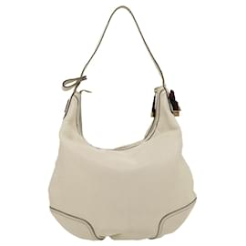 Gucci-GUCCI Shoulder Bag Leather White Auth am2557g-White